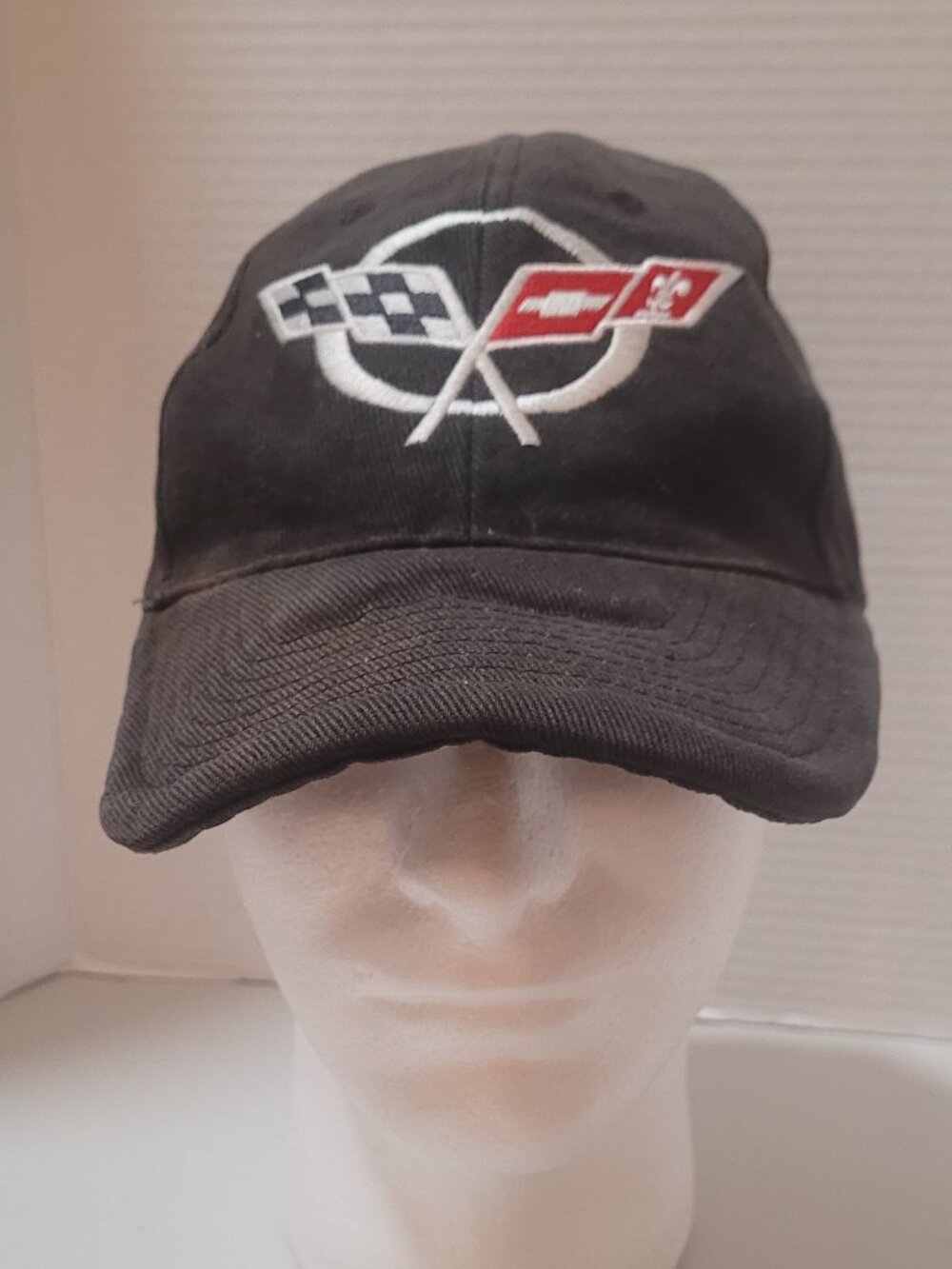 Cap Hat CORVETTE Black Velcro Strap Logo only No Text Chevrolet Non-Stiff Brim